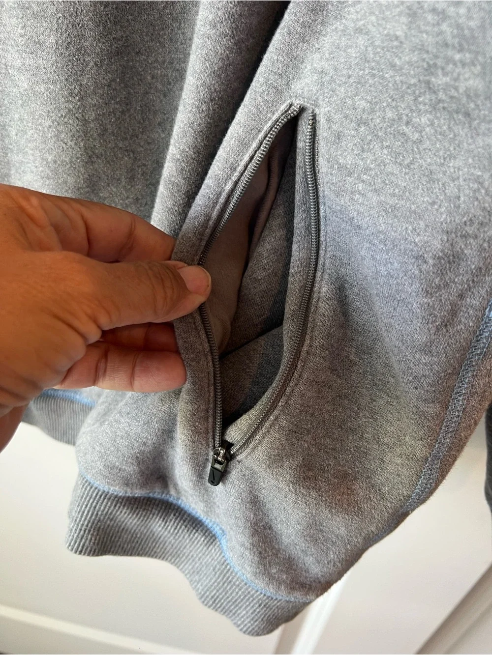 CAROLINA Grey Hoodie with Carolina Blue Accents. Medium